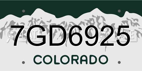 7GD6925 Colorado License Plate