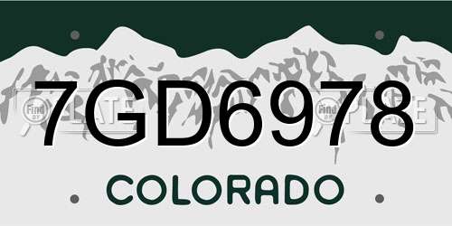 7GD6978 Colorado License Plate