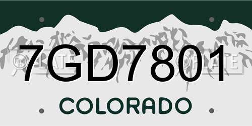 7GD7801 Colorado License Plate