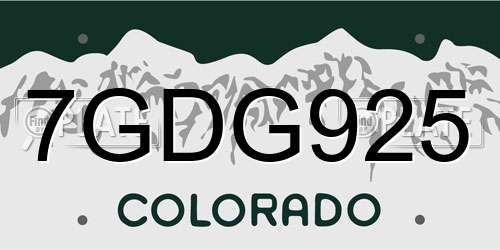 7GDG925 Colorado License Plate