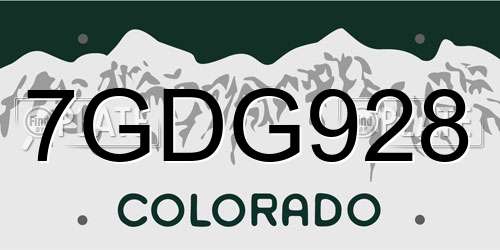 7GDG928 Colorado License Plate