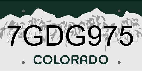 7GDG975 Colorado License Plate