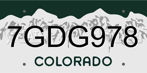 7GDG978 Colorado License Plate
