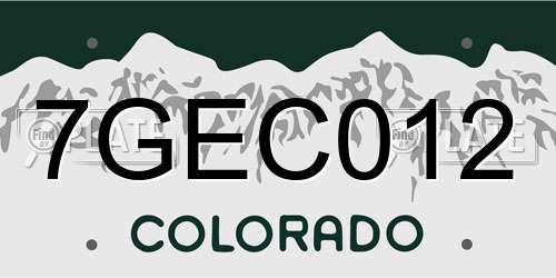 7GEC012 Colorado License Plate