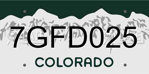 7GFD025 Colorado License Plate