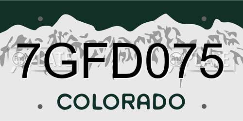 7GFD075 Colorado License Plate