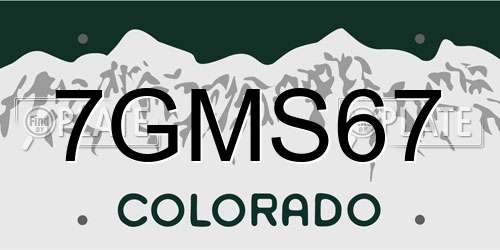 7GMS67 Colorado License Plate