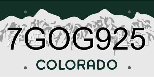7GOG925 Colorado License Plate