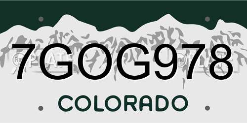 7GOG978 Colorado License Plate