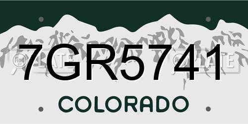 7GR5741 Colorado License Plate