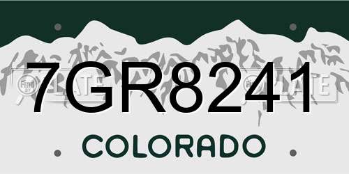 7GR8241 Colorado License Plate