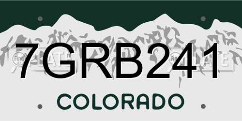 7GRB241 Colorado License Plate