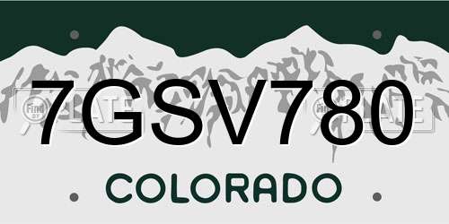 7GSV780 Colorado License Plate