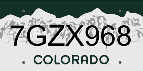 7GZX968 Colorado License Plate