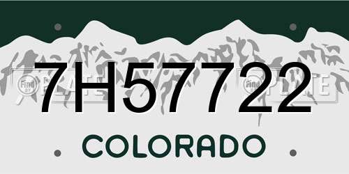 7H57722 Colorado License Plate