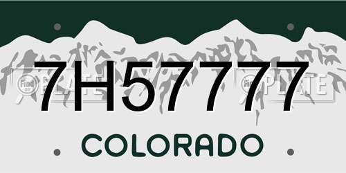 7H57777 Colorado License Plate