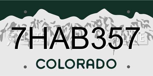 7HAB357 Colorado License Plate