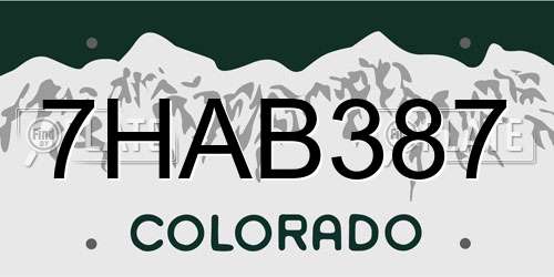 7HAB387 Colorado License Plate