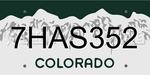 7HAS352 Colorado License Plate