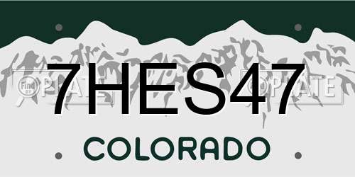 7HES47 Colorado License Plate