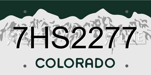 7HS2277 Colorado License Plate