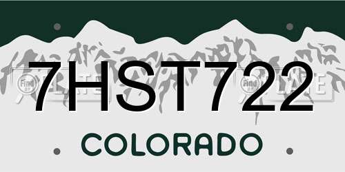 7HST722 Colorado License Plate
