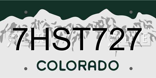 7HST727 Colorado License Plate