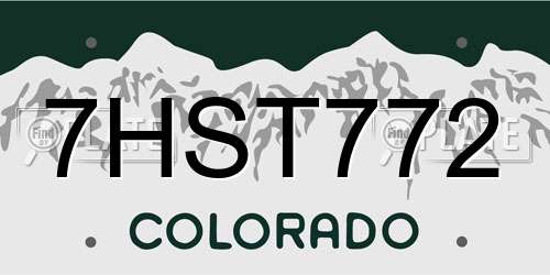 7HST772 Colorado License Plate