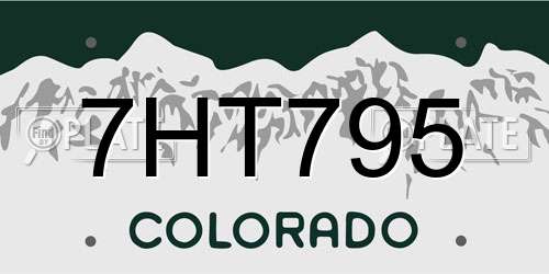 7HT795 Colorado License Plate