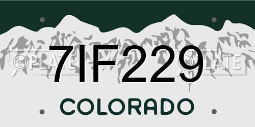 7IF229 Colorado License Plate