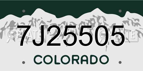 7J25505 Colorado License Plate