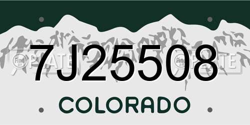 7J25508 Colorado License Plate