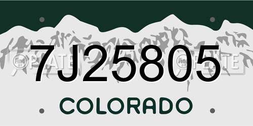 7J25805 Colorado License Plate