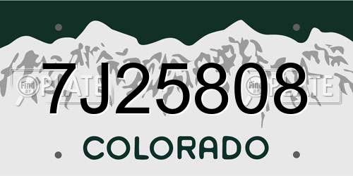 7J25808 Colorado License Plate