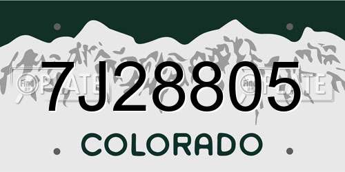 7J28805 Colorado License Plate