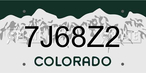 7J68Z2 Colorado License Plate