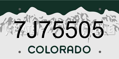 7J75505 Colorado License Plate