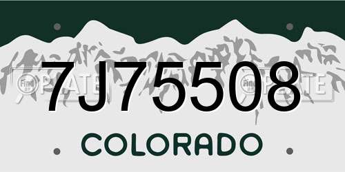 7J75508 Colorado License Plate