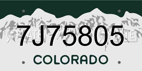 7J75805 Colorado License Plate
