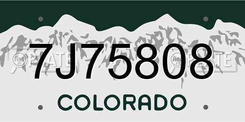 7J75808 Colorado License Plate