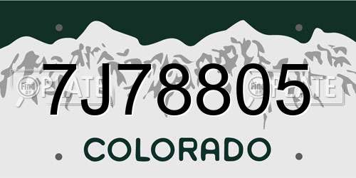 7J78805 Colorado License Plate