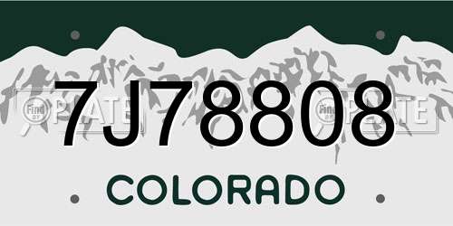 7J78808 Colorado License Plate