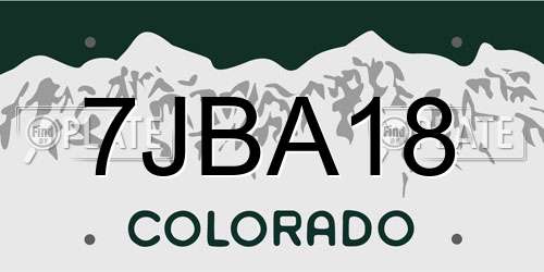 7JBA18 Colorado License Plate