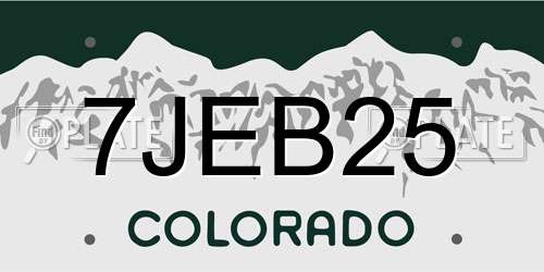 7JEB25 Colorado License Plate