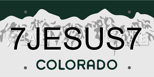 7JESUS7 Colorado License Plate