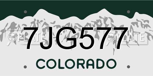 7JG577 Colorado License Plate