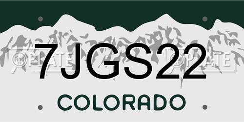 7JGS22 Colorado License Plate