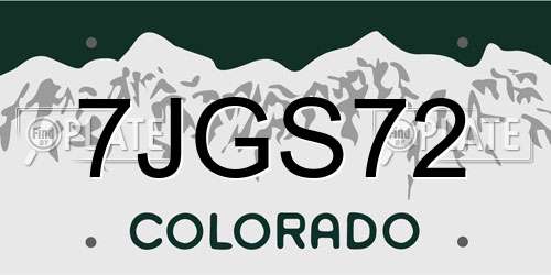 7JGS72 Colorado License Plate