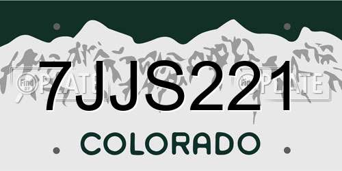 7JJS221 Colorado License Plate