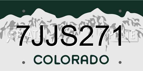 7JJS271 Colorado License Plate